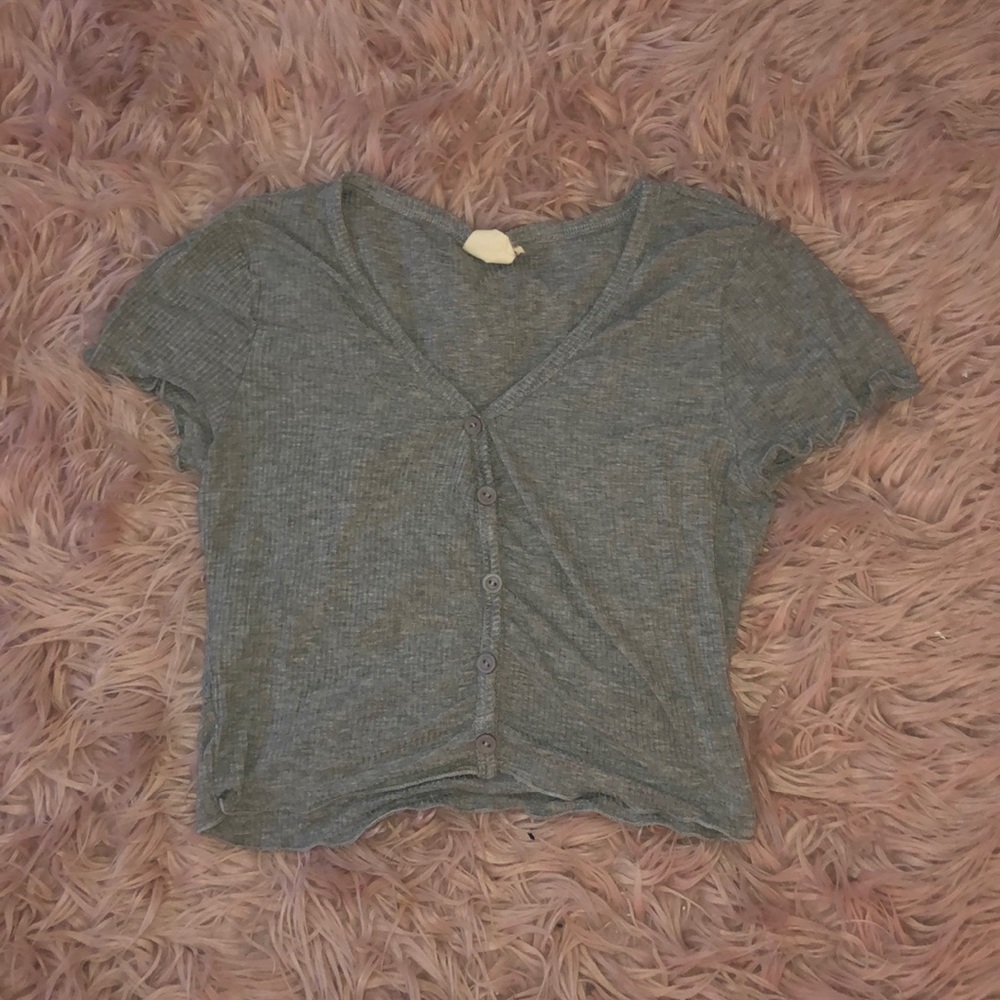 Gray Button Tee
